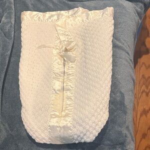 Elegant White Crocheted Cocoon Fully Lined Bunting Blanket